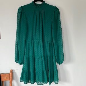 Altered State green sheer smock neck holiday dress, size large